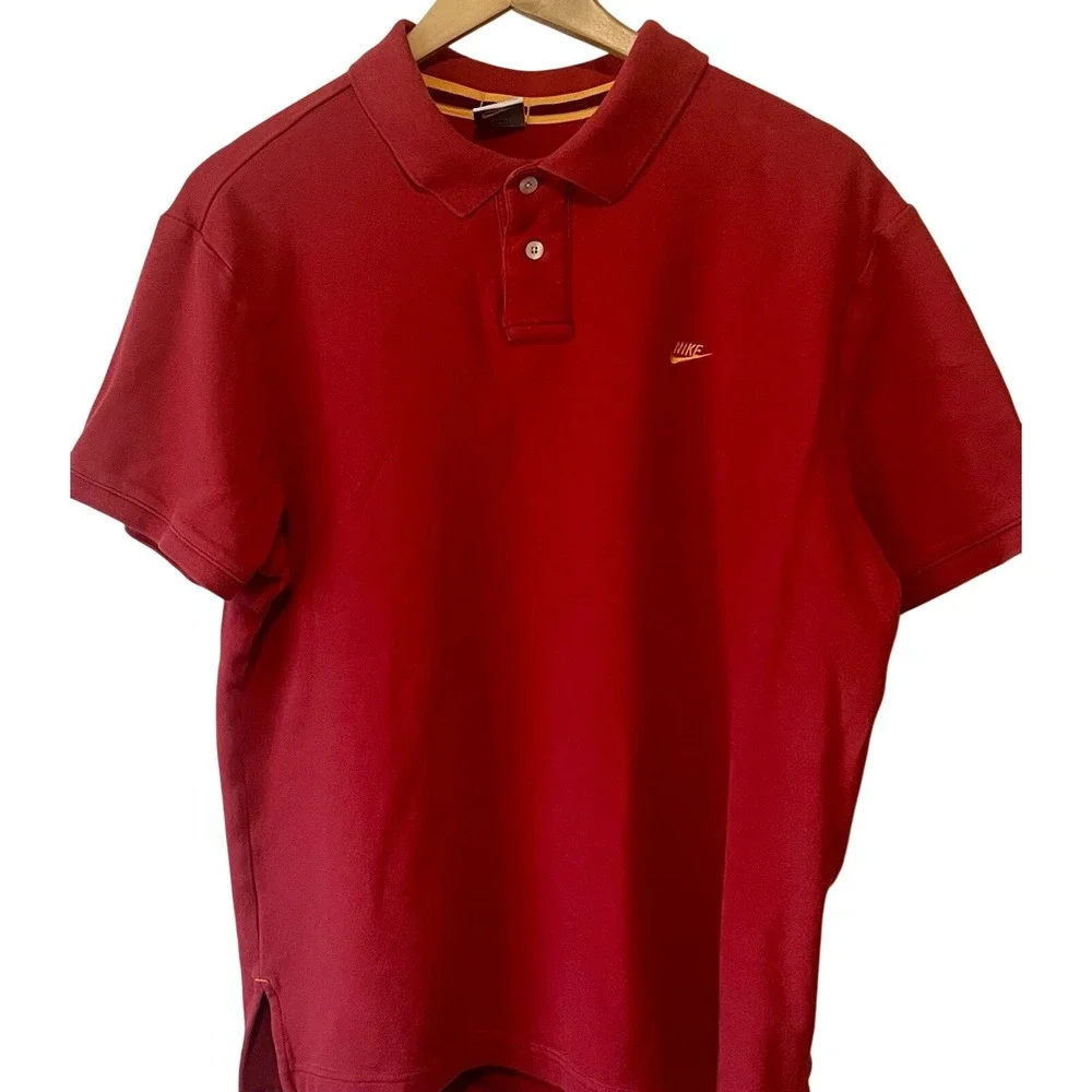 Nike Mens XL‎ Red Short Sleeve Cotton Pique Polo Shirt Embroidered Logo Sporty